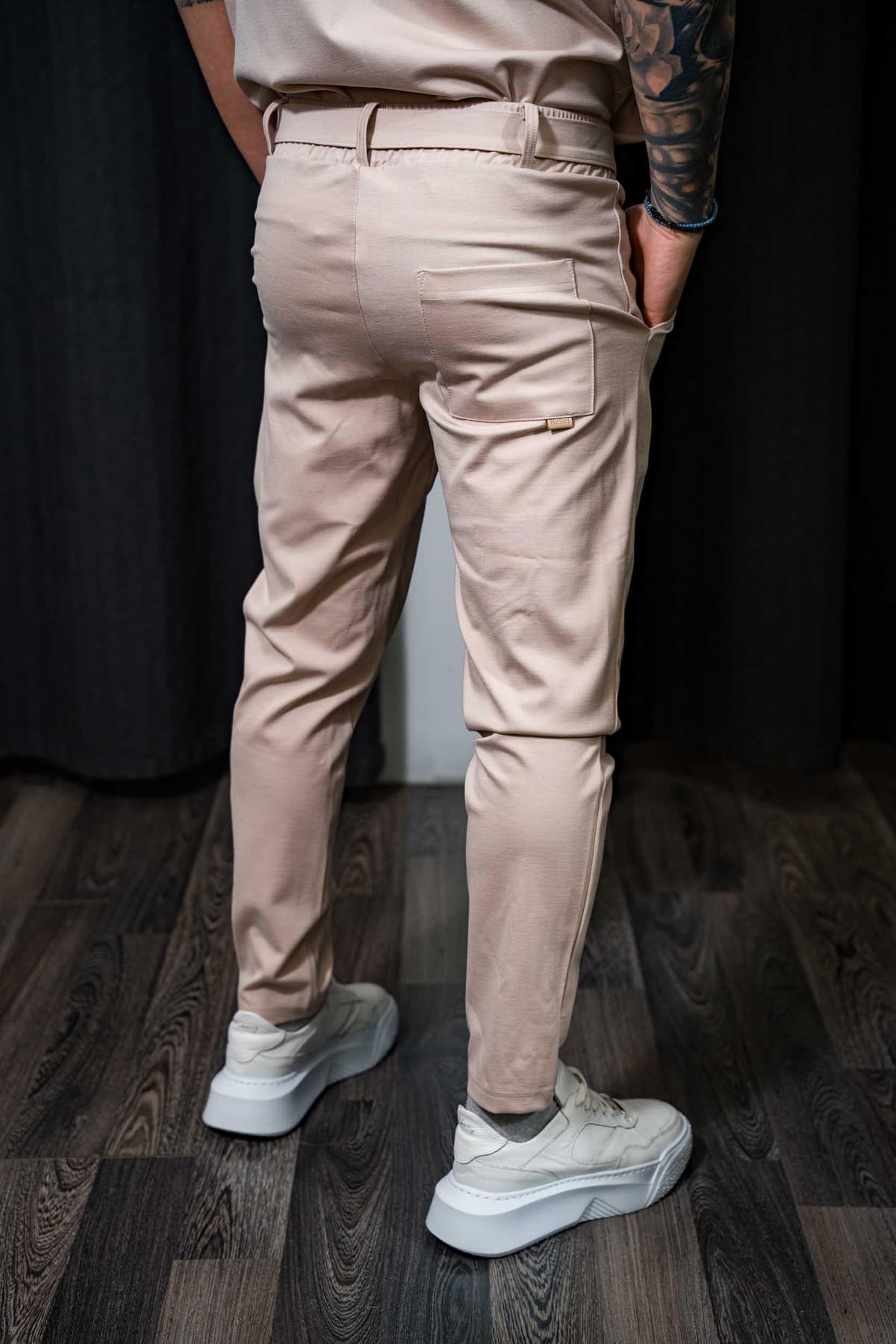 Ανδρικό παντελόνι με ζωνάρι rebel 2001 beige
