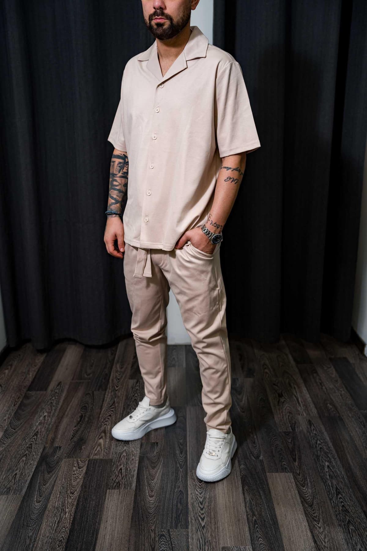 Ανδρικό παντελόνι με ζωνάρι rebel 2001 beige