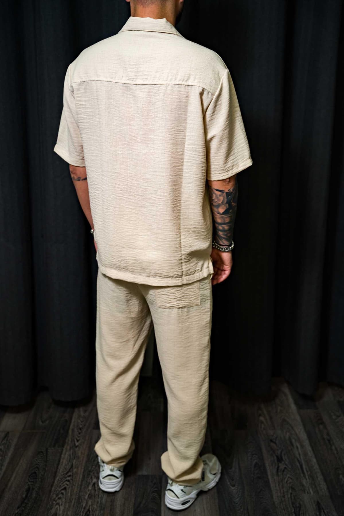 Ανδρικό linen set- detsroy beige-oties-terry