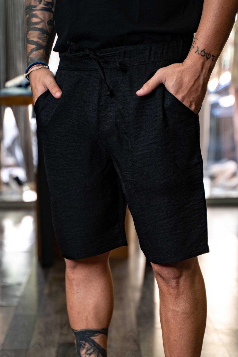 DESTROY SHORTS LINEN-BOOB BLACK