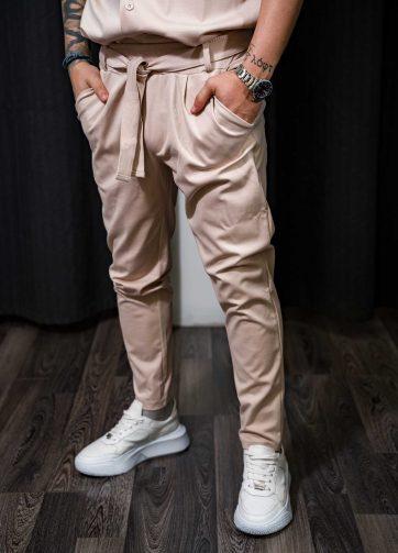 Ανδρικό παντελόνι με ζωνάρι rebel 2001 beige