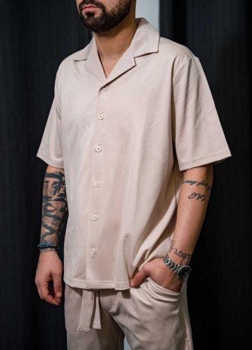 Ανδρικό πουκάμισο κοντομάνικο rebel 2003 beige